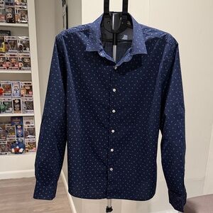 Izod Navy Patterned Men's Casual Shirt